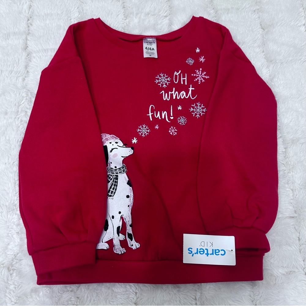 NWT Carter’s Unisex Kids Long Sleeve Red Christmas Sweatshirt Size‎ 4/4A